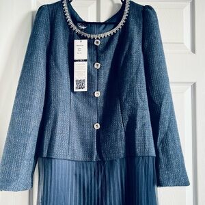 Dolce & Gabbana Navy Tweed Jacket with Crystal Buttons
